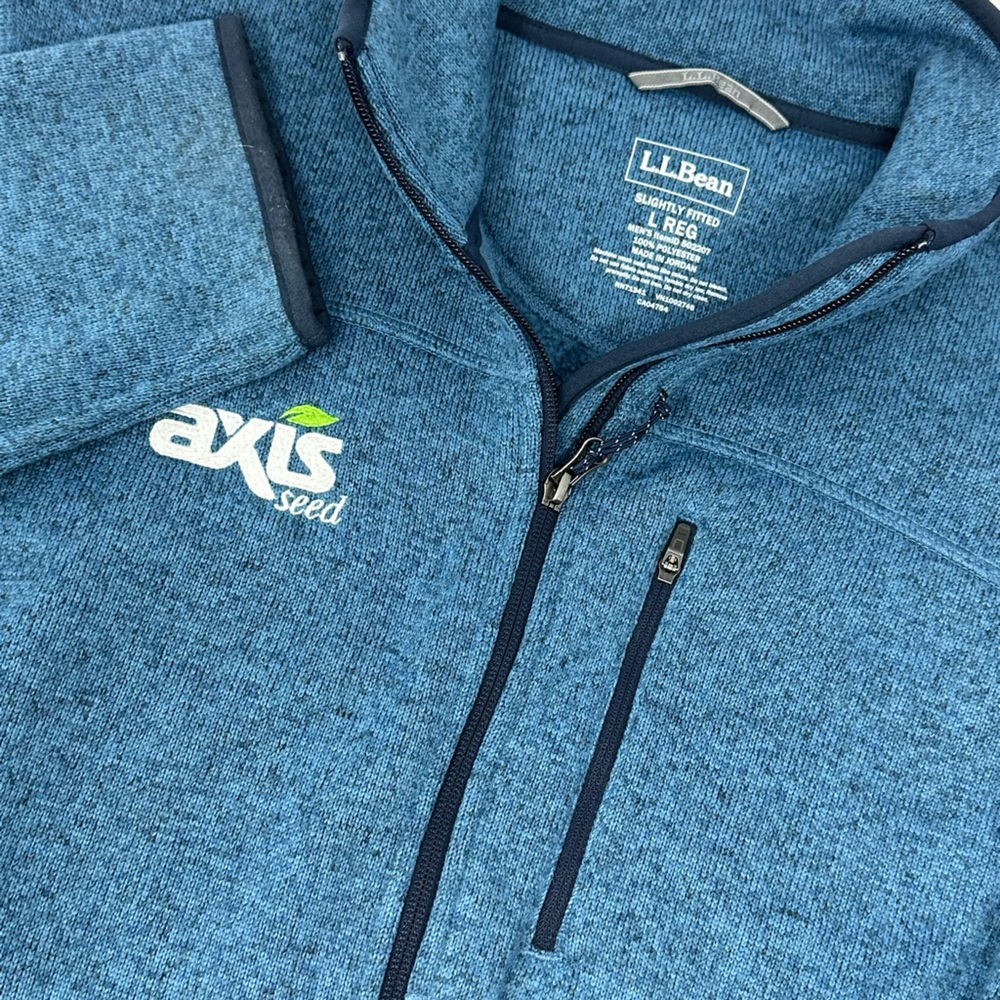 LL Bean Sweater Fleece Jacket Full Zip Embroidered 502207 Mens L Blue L3